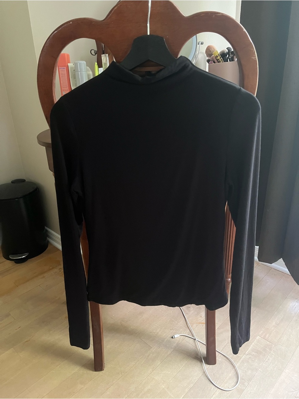 Classic Black Mock Neck Long-Sleeve Top - Women